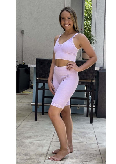 Niki Biki Vintage Ribbed Biker Shorts in Vintage Amethyst | Style# NB8055 | Made in the USA | Classy Cozy Cool Women's Made in America Clothing Boutique
