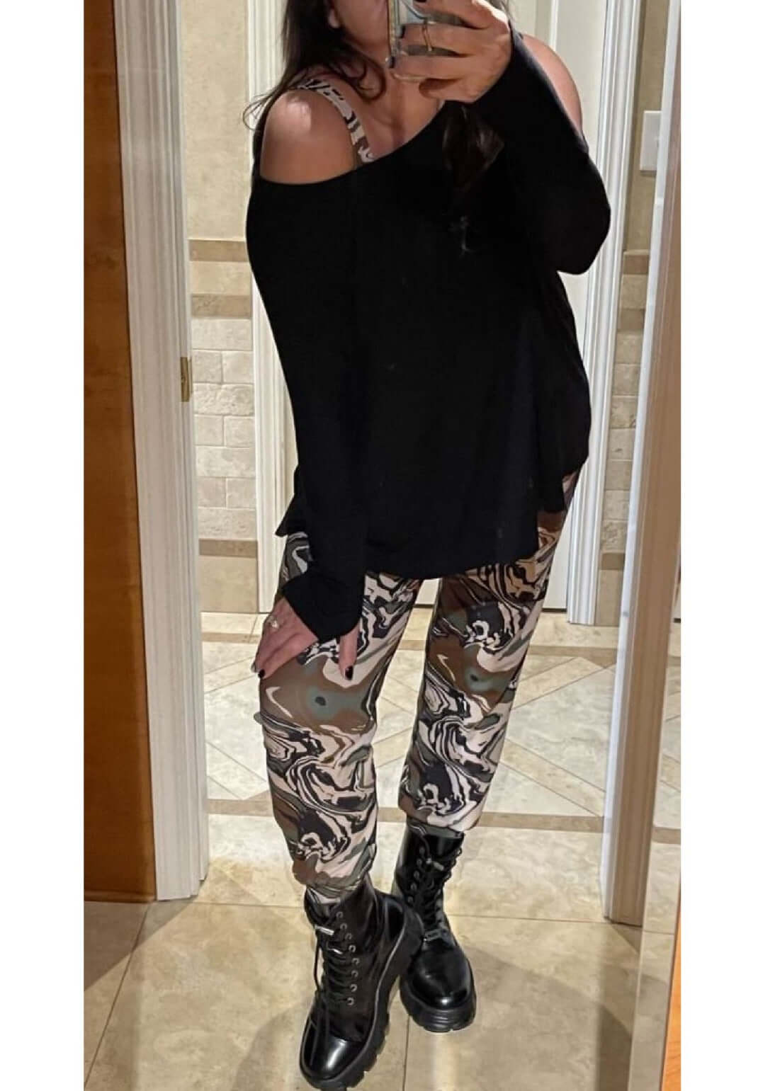 Jala Women's Cross Waist Jogger with Side Pockets Jogger in Camo | Style# CWJ16-CM | Made in USA | Classy Cozy Cool Women's Made in America Clothing Boutique