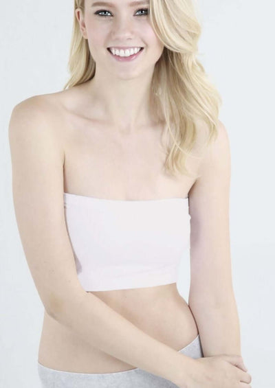 Niki Biki Ladies Basic plain jersey bandeau bra top in Ivory | Made in USA | Wardrobe Essential | Classy Cozy Cool Women's Made in America Boutique