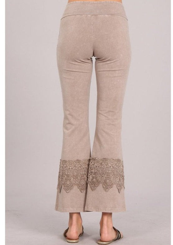 Stand Out Cropped Flare Pants with Crochet Detail
