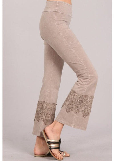 Stand Out Cropped Flare Pants with Crochet Detail