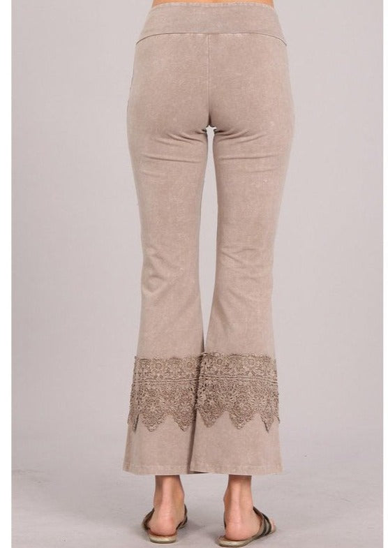 Stand Out All Season Cropped Flare Pants with Crochet Detail