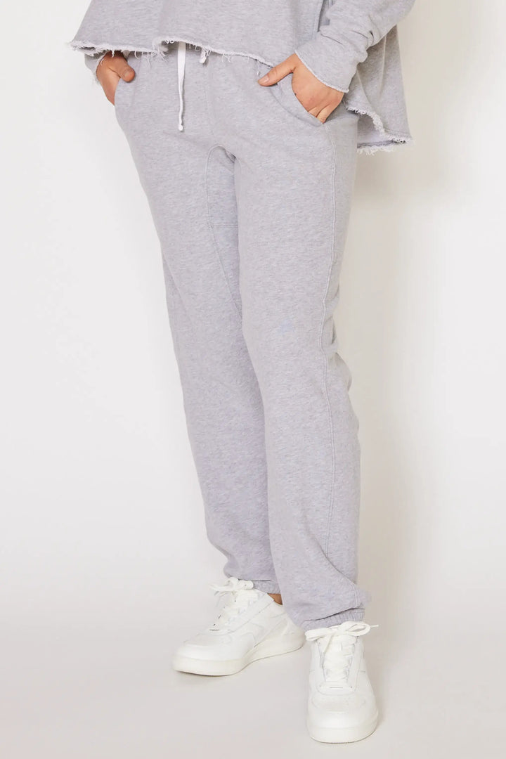 People of Leisure - Cruz Sweatpants - In a versatile heather gray, these comfort fit pants are the trusty sidekick for your daily grind or your lazy Sundays – ethically sourced, locally made, and upcycled with heart right in LA's vibrant core.
