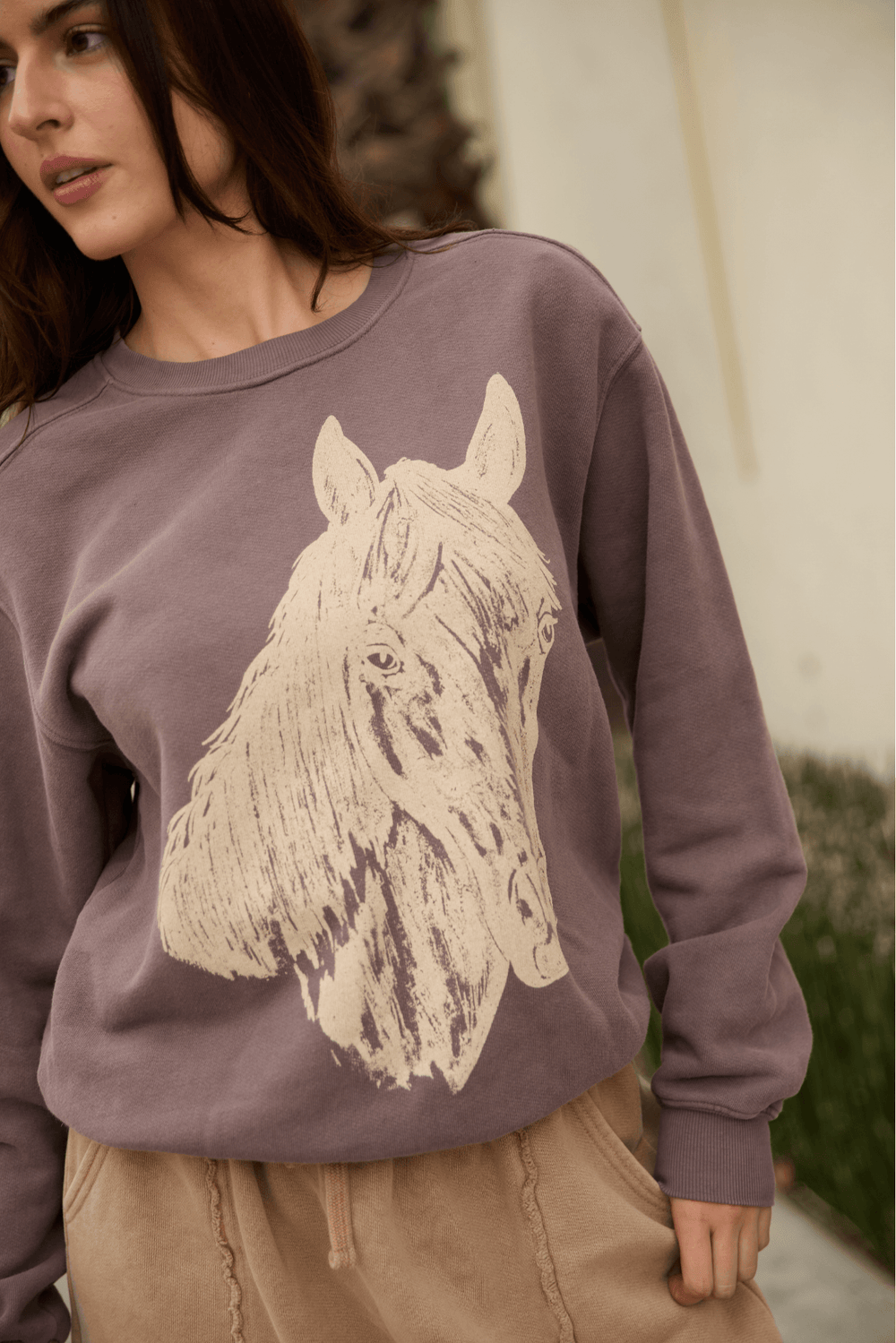 Stallion Sweatshirt by People of Leisure — 100% organic cotton, relaxed fit, ethically made in LA. Sizes XS–XL