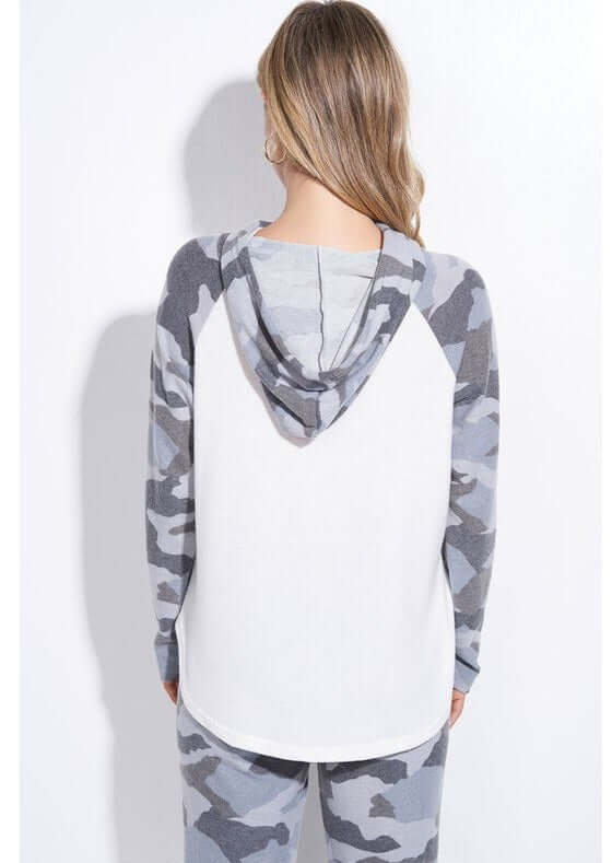 USA Made Ladies Grey Camo "Country Roads Take Me Home" Graphic Loungewear Pajama Set  | Classy Cozy Cool Women's Made in America Clothing Boutique