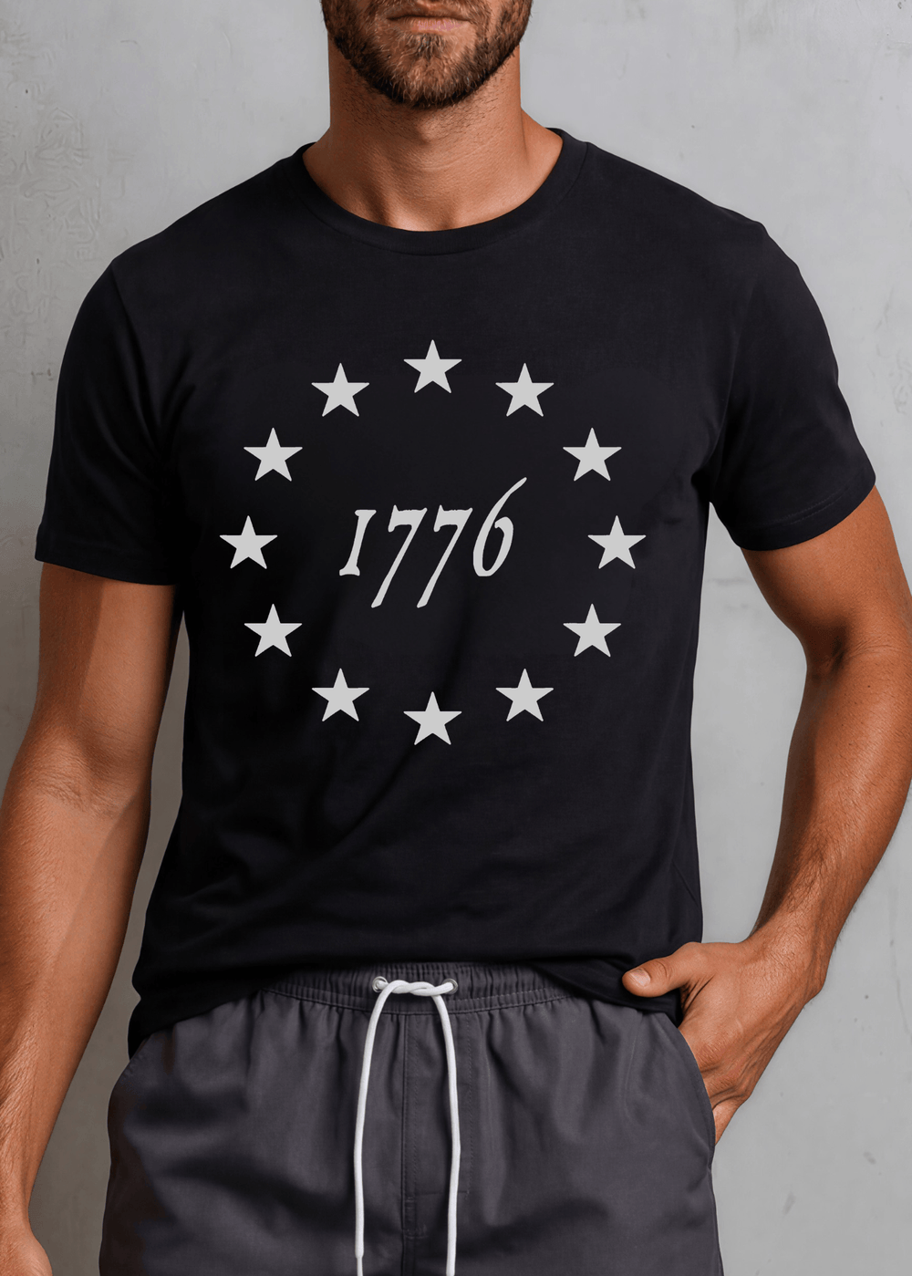 Men's 1776 Betsy Ross Stars Patriotic T-Shirt Made in USA