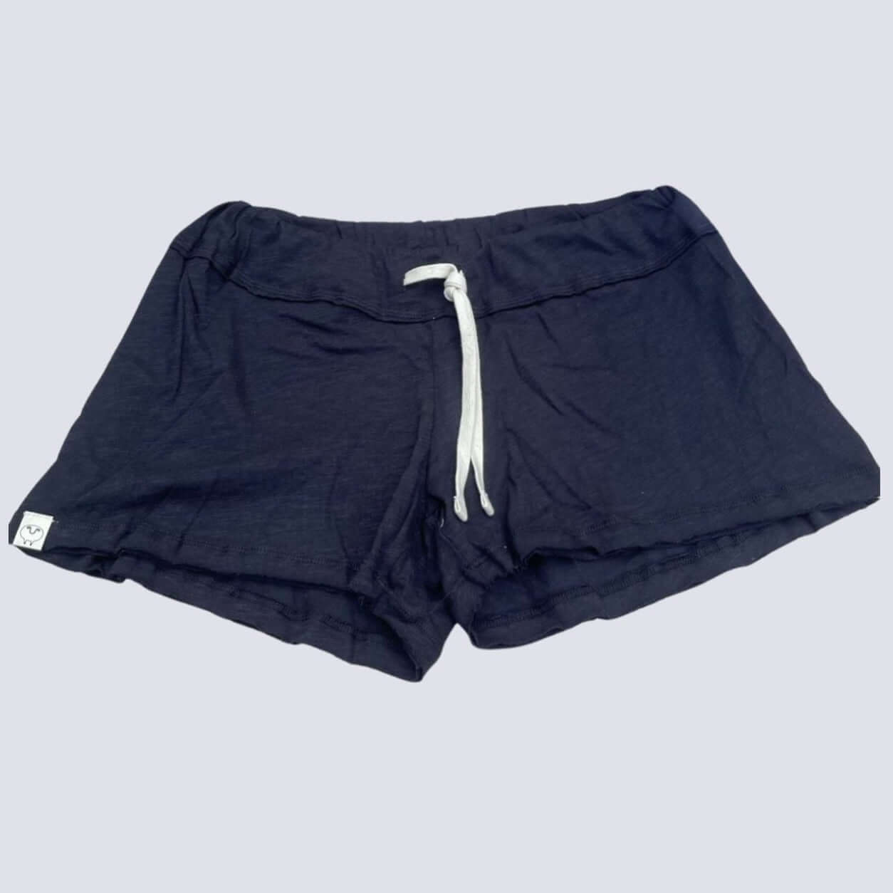 Sleepaholik Ladies Truly Trudy Shaker Shorts in Black Vintage Washed Cotton with Drawstring Waist | Made in USA | Classy Cozy Cool Women's Made in America Clothing Boutique