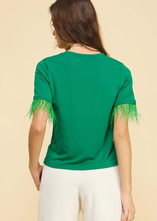 Not Ruffled Feather Tee in Emerald Green Made in USA