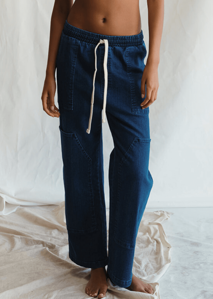 People of Leisure - Introducing the "Logan Pant" – your new standard in sustainable luxury. Crafted from 100% organic Cotton Candiani denim, these pants offer both impeccable style and environmental integrity. 