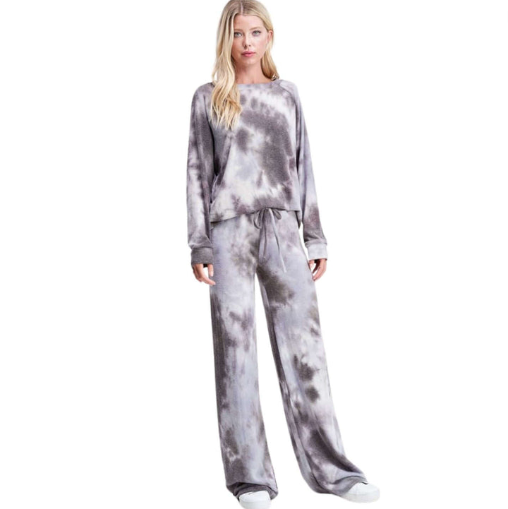 Brand: Phil Love | Lavender & Gray Tie Dye Plush & Cozy Loungewear Set | Proudly Made in the USA | Classy Cozy Cool Women's Clothing Boutique