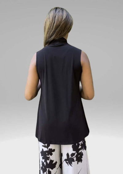 USA Made Ladies Dressy Black Flowy Top with Grommet Detail | Versatile Day to Night Classy Top | Classy Cozy Cool Women's American Boutique