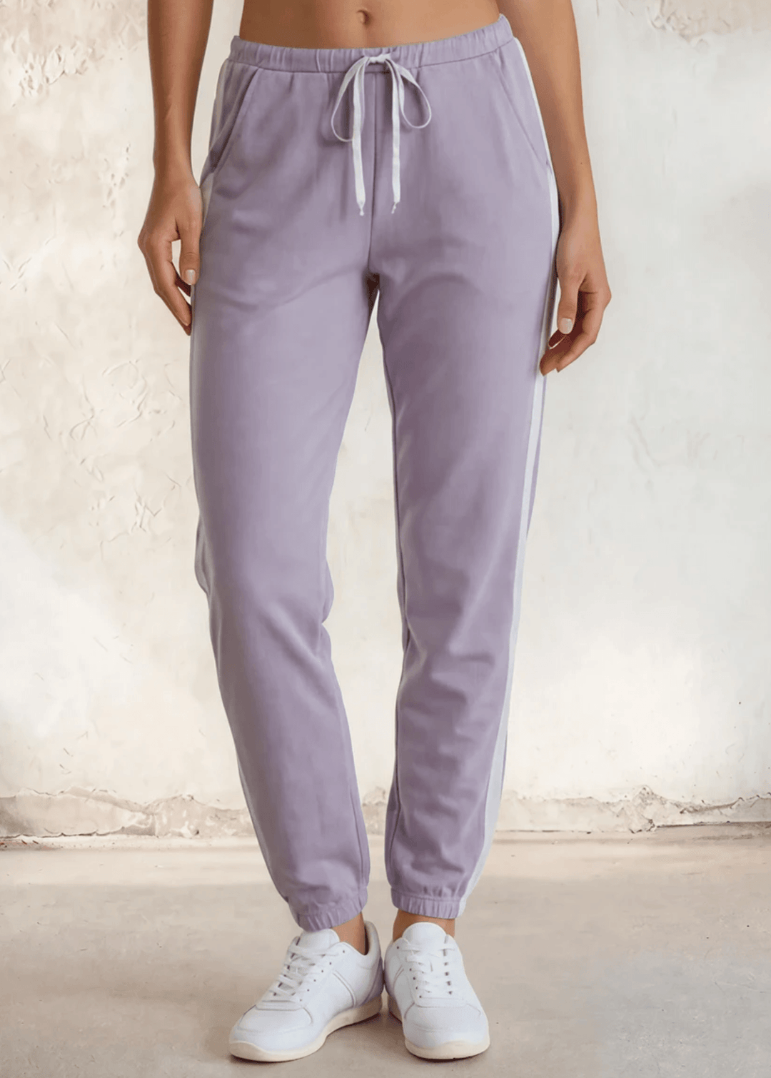 Made in USA PJ Harlow Blair Premium Women's Loungewear Joggers in Light Lavender, Super Soft Cotton Blend with Satin Finish | Classy Cozy Cool Made in America Boutique