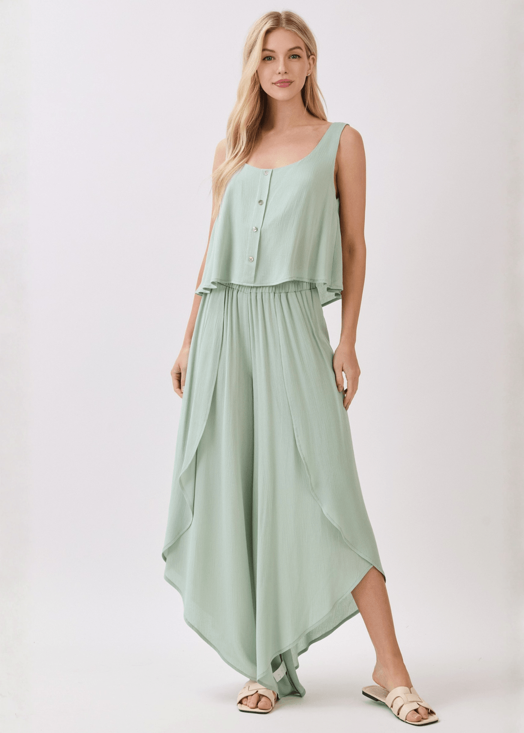 flowy dress pants Black Smocked Waist PinkBlush friendly and flowy polyester fabric to offer relaxing freedom Women's High Waisted Wide Leg