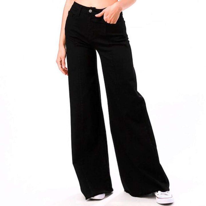 O2 Denim 505 High Waist Flare Jeans in Black Denim | Style PW505 | Women's fashion clothing made in the USA | Classy Cozy Cool American Boutique