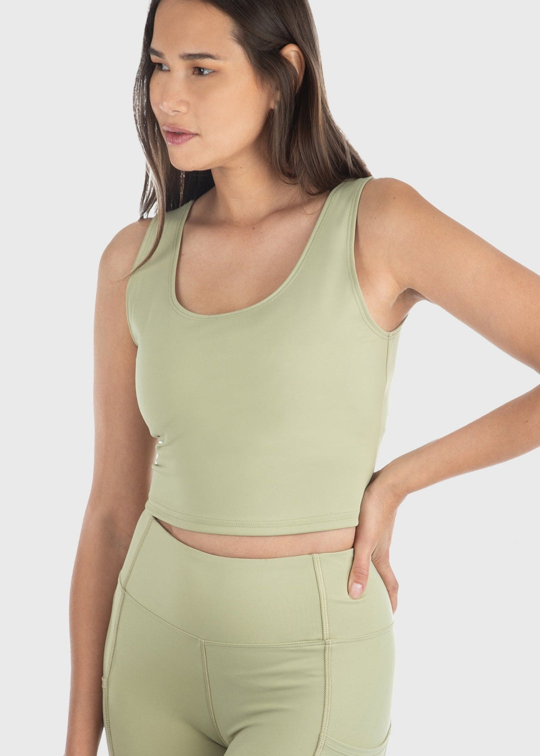 Midi Length Tank Soft double peach spandex 4 way stretch for flexibility, durability and comfort 