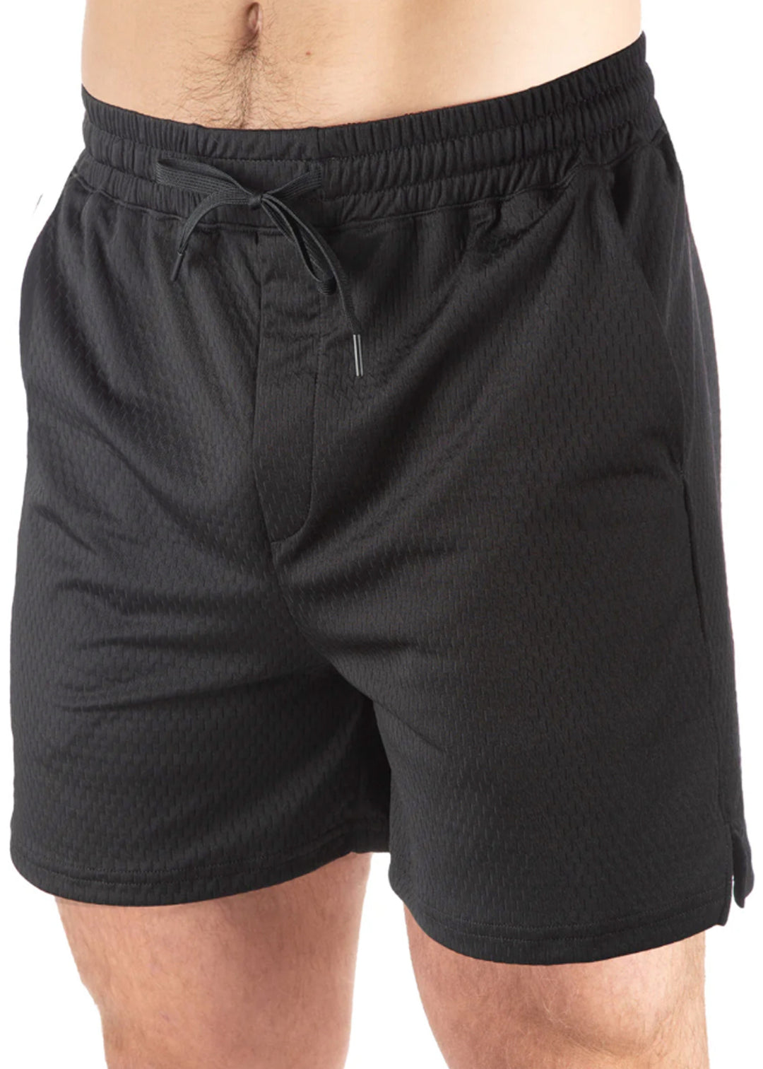 Made in USA WSI Sportswear Men’s Illusion Mesh Workout Short. Short! Lightweight, Drawcord Waistband, Convenient Side Pockets, Black Shorts 