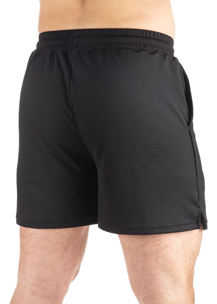 Made in USA WSI Sportswear Men’s Illusion Mesh Workout Short. Short! Lightweight, Drawcord Waistband, Convenient Side Pockets, Black Shorts 