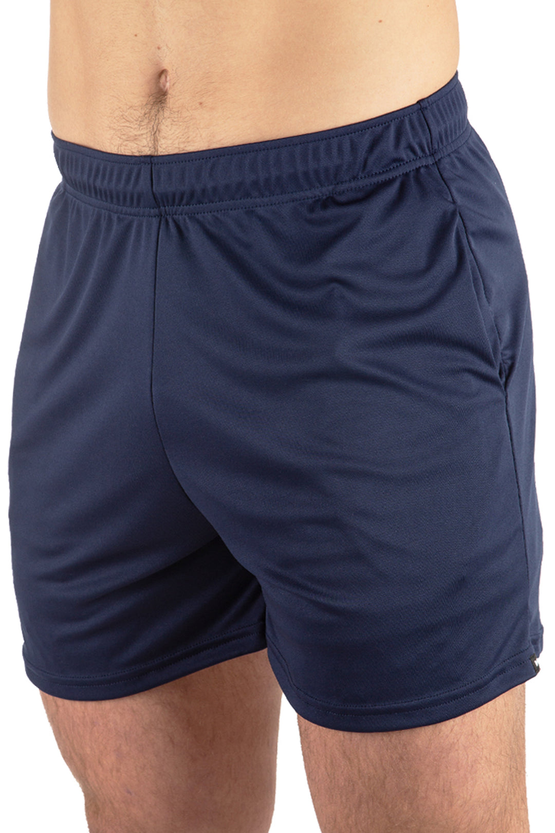 Made in USA. WSI Sportswear Men’s Microtech™ Pocketed Gym Short 5'' Inseam. Lightweight. Moisture Wicking. Drawstring Waist. Gray Shorts.
