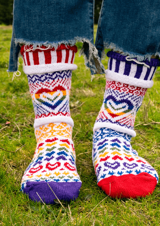 I Love You Knitted Crew Socks Made in USA