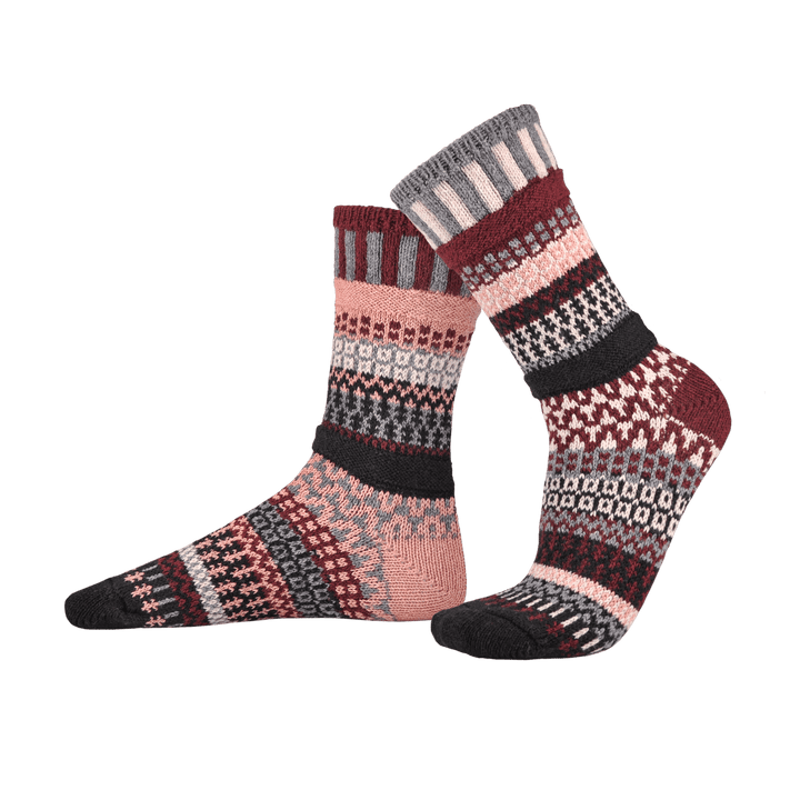 Solmate ROSEWOOD Wool Blend Knitted Crew Socks Proudly Made USA | These socks are delightfully mismatched & so very comfortable.  Made in America Boutique