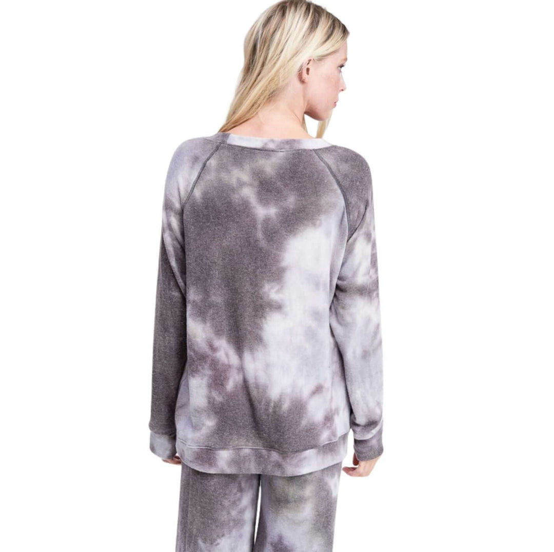 Brand: Phil Love | Lavender & Gray Tie Dye Plush & Cozy Loungewear Set | Proudly Made in the USA | Classy Cozy Cool Women's Clothing Boutique