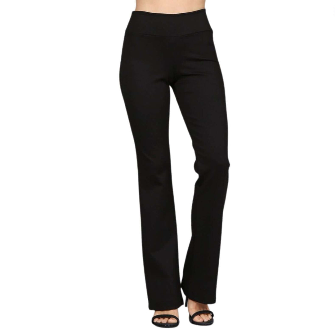 Ladies Classic Black Pull-On Bootcut Ponte Pants Made in USA