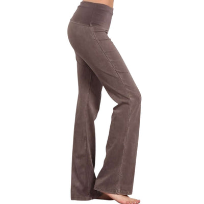Women's Cotton Bootcut Jeggings with Fold Over Waist in Desert Taupe | Chatoyant Style C30136 | Made in USA | Classy Cozy Cool Women's Made in America Clothing Boutique
