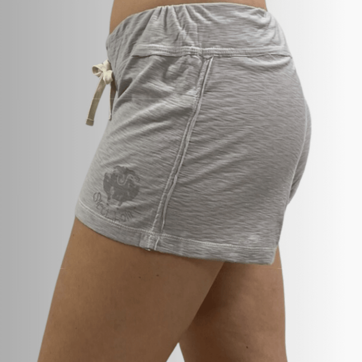 Sleepaholik Ladies Gypsy Gina Shabby Loungewear Shorts in Light Grey | Made in USA with Vintage Washed Cotton also Made in the USA. Classy Cozy Cool Women's American Boutique