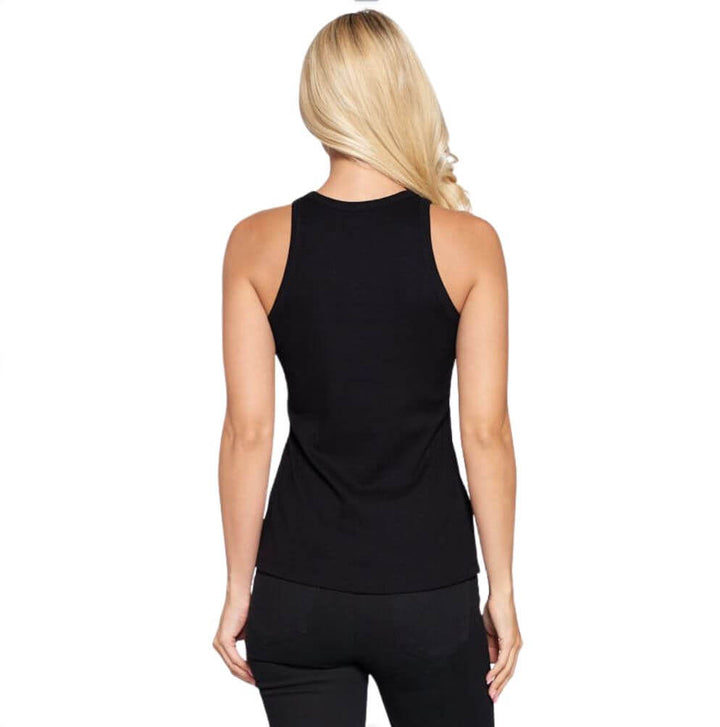 Made in USA Essentials Racer Back Ribbed Knit Tank Top in Black is perfect for layering | Classy Cozy Cool Made in America Boutique