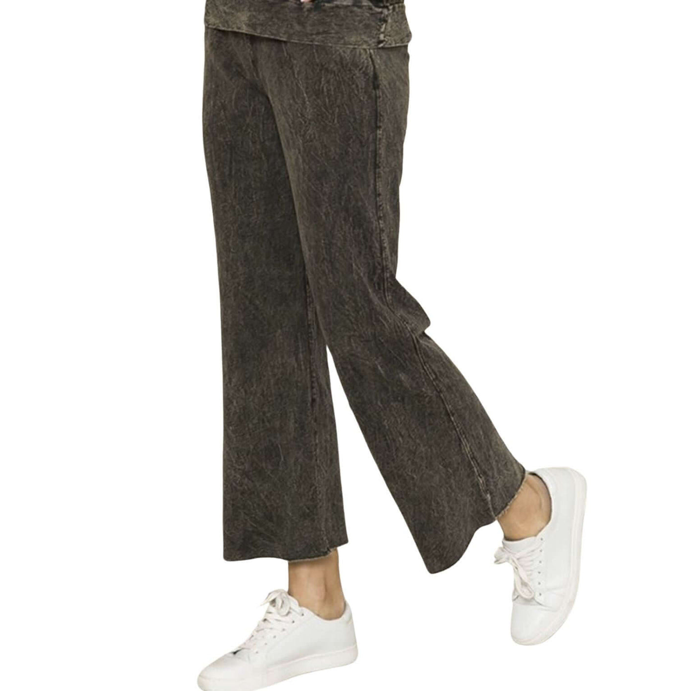Brand: American Able | Cotton French Terry Mineral Washed Cropped Joggers Style # 320421 | Made in USA | Classy Cozy Cool Women's Boutique