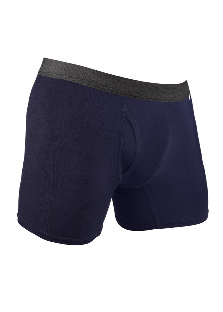 Made in USA WSI Sportswear Men's HYPRTECH™ BAMBOO Boxer Brief w/ Fly, advanced moisture-wicking properties and durability, Contoured pouch, Built in Fly, Relaxed fit Utilizes HYPRTECH™ BAMBOO low compression, a new and innovative eco-friendly technology Advanced moisture wicking properties 7.25" Inseam 