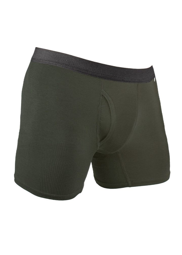 Made in USA WSI Sportswear Men's HYPRTECH™ BAMBOO Boxer Brief w/ Fly, advanced moisture-wicking properties and durability, Contoured pouch, Built in Fly, Relaxed fit Utilizes HYPRTECH™ BAMBOO low compression, a new and innovative eco-friendly technology Advanced moisture wicking properties 7.25" Inseam 