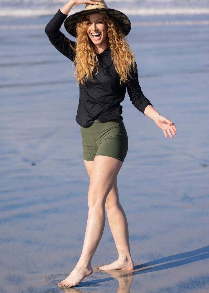 Made in USA WSI Sportswear Women's  SoftTECH™ Lightweight Sun Hoodie, Advanced wicking properties, anti-microbial properties, in Black or Sage Green
