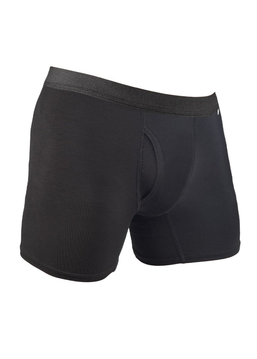 Made in USA WSI Sportswear Men's HYPRTECH™ BAMBOO Boxer Brief w/ Fly, advanced moisture-wicking properties and durability, Contoured pouch, Built in Fly, Relaxed fit Utilizes HYPRTECH™ BAMBOO low compression, a new and innovative eco-friendly technology Advanced moisture wicking properties 7.25" Inseam 