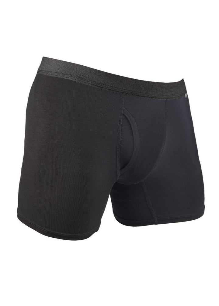 Made in USA WSI Sportswear Men's HYPRTECH™ BAMBOO Boxer Brief w/ Fly, advanced moisture-wicking properties and durability, Contoured pouch, Built in Fly, Relaxed fit Utilizes HYPRTECH™ BAMBOO low compression, a new and innovative eco-friendly technology Advanced moisture wicking properties 7.25" Inseam 