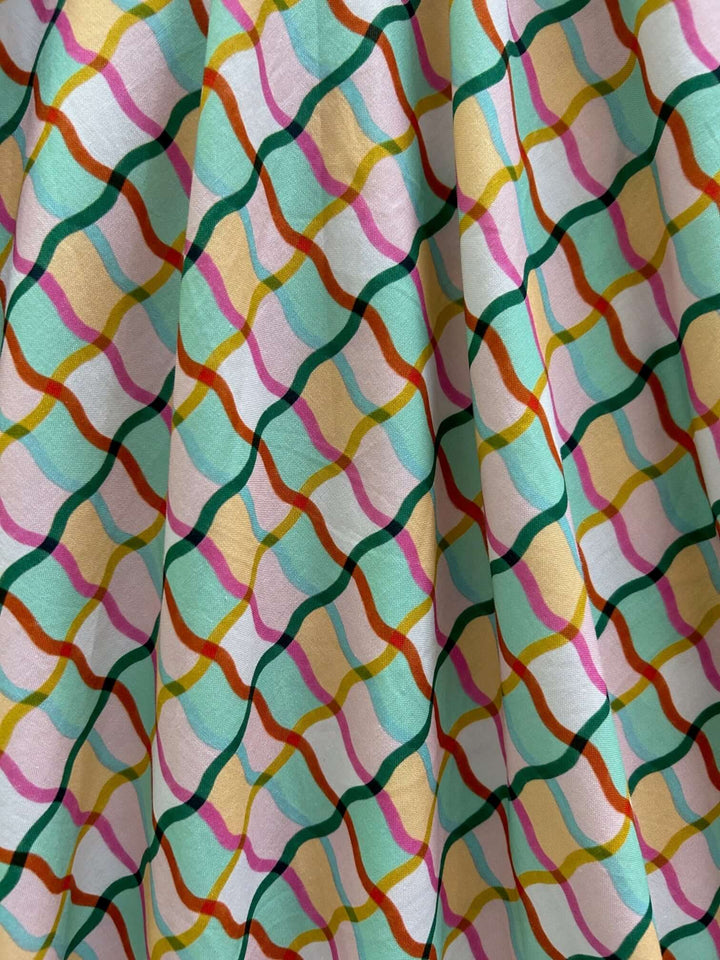 Made in USA, A women's vintage style piece with fun, modern details; our midi dress is now available in our Geometric print. Made from 100% cotton