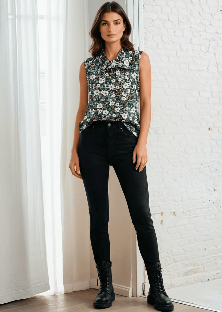 Made in USA, this women's top is for the vintage lover at heart! Now available in our Winter Floral print. This 100% cotton top features bust darts for a flattering silhouette, a side zippered closure for ease of wear