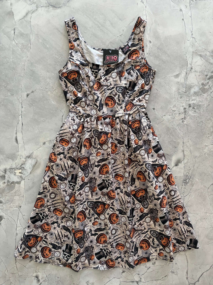 Skulls &amp; Pumpkins Fit &amp; Flare Dress