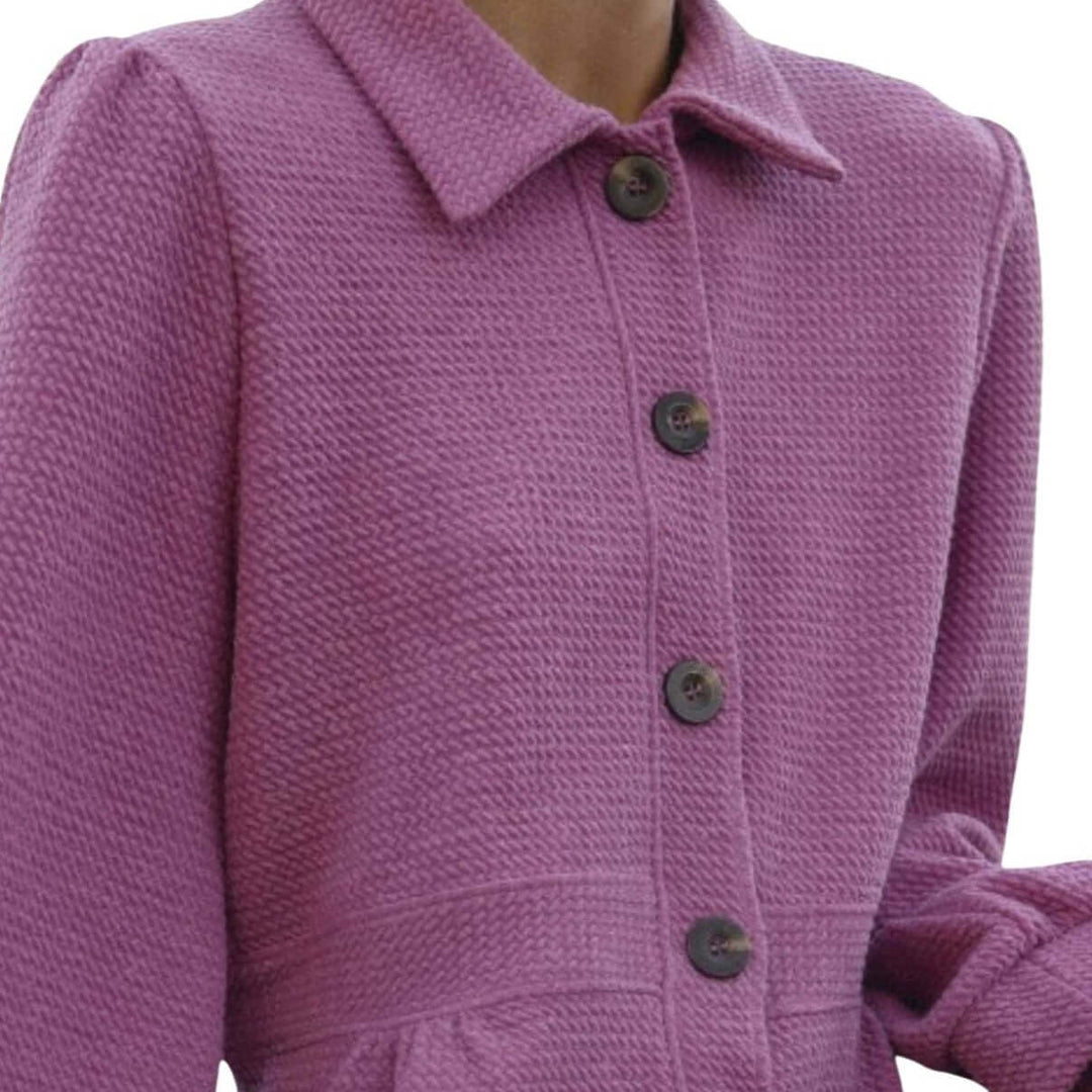 If She Loves Style# JK024A | Ari Jacket - Ladies USA Made Button Down Knitted Jacket in Fuchsia | Classy Cozy Cool Women's Made in America Boutique