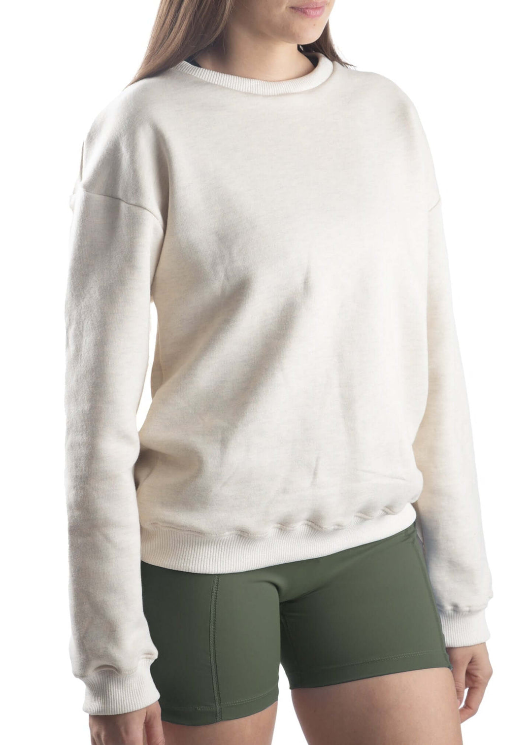 Made in USA WSI Sportswear Women's Cotton Mid-Weight Fleece Crew Sweatshirt in Cerulean Blue or Cream