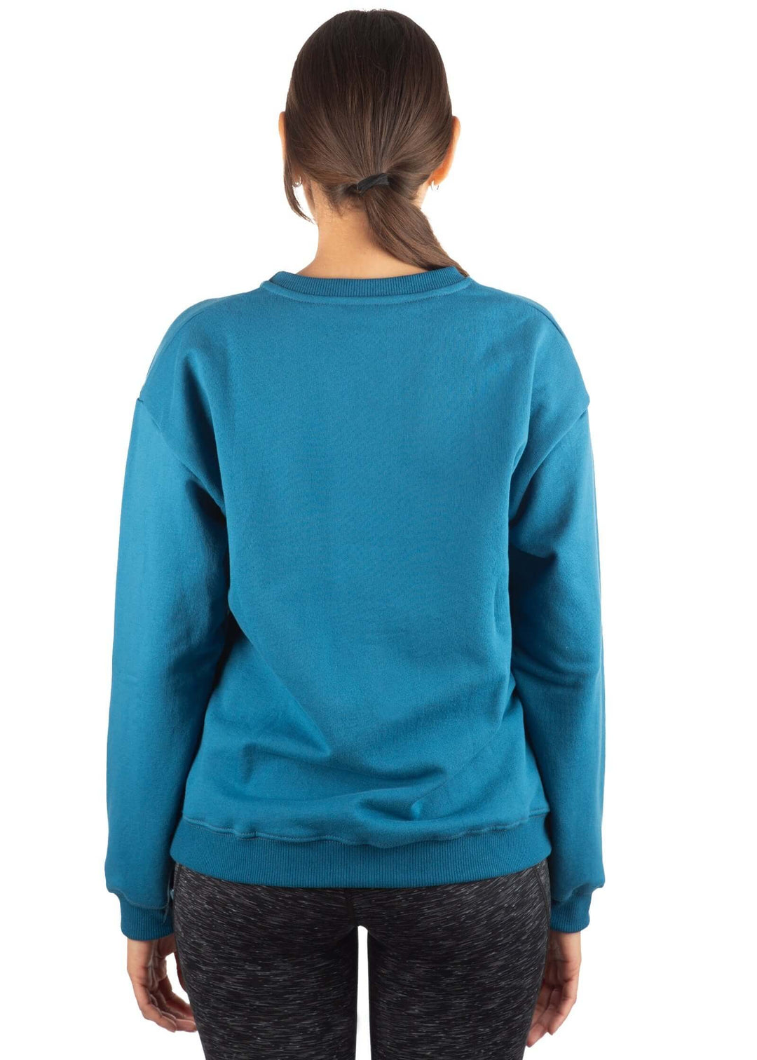 Made in USA WSI Sportswear Women's Cotton Mid-Weight Fleece Crew Sweatshirt in Cerulean Blue or Cream