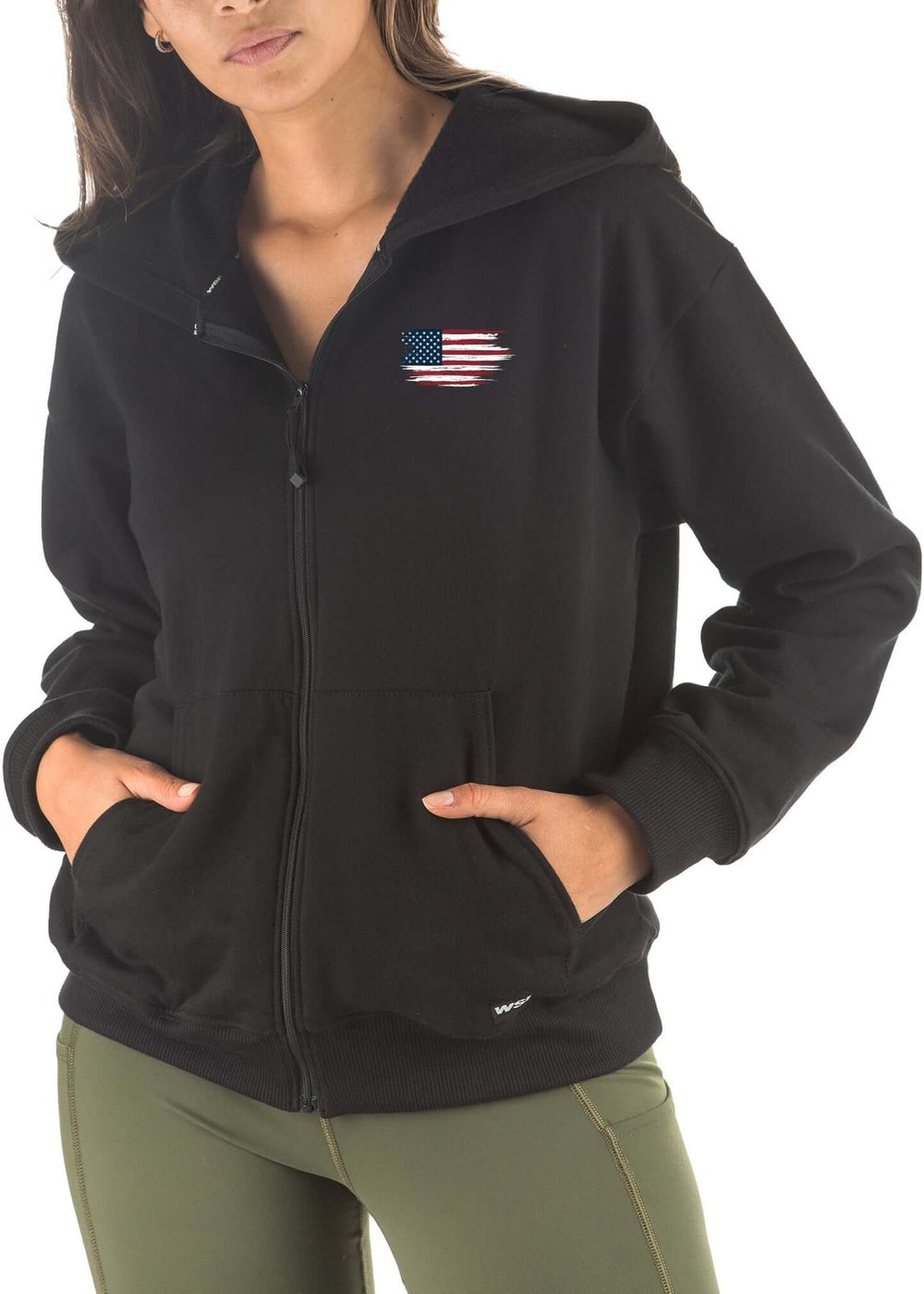 Made in USA WSI Sportswear Women's Highland Faith Family Freedom Full Zip Sweatshirt in Black