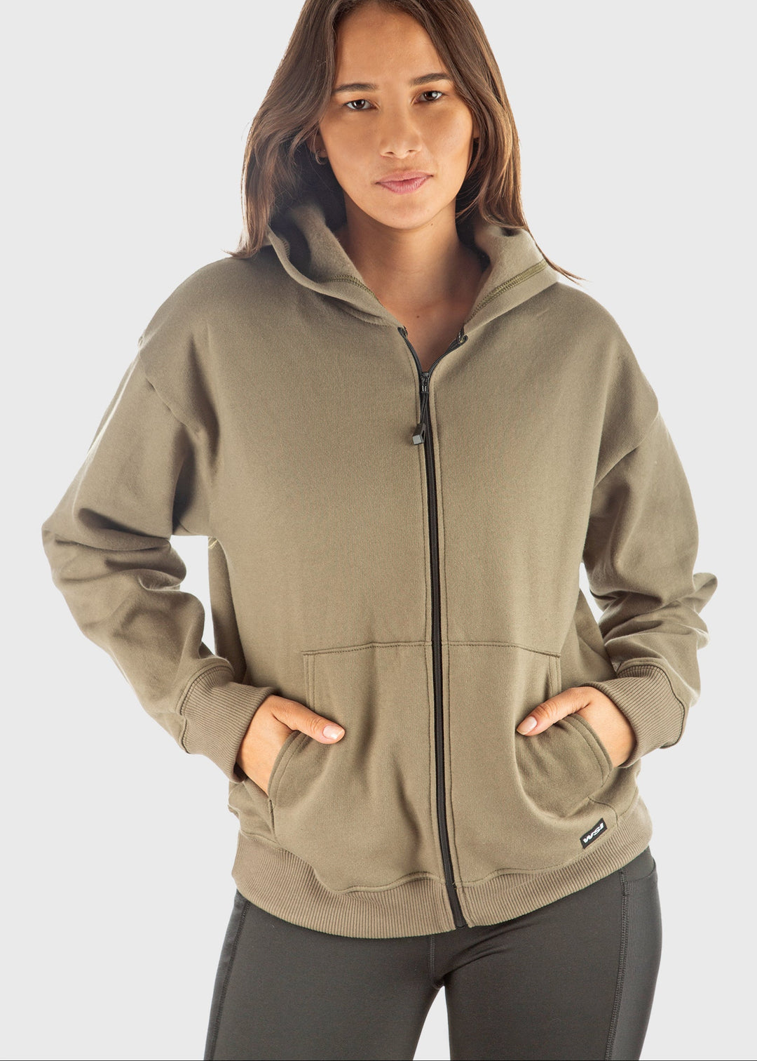 Made in USA WSI Sportswear Women's Cotton HIGHLAND FLEECE FULL ZIP SWEATSHIRT, Medium Weight in Black or Moss Green