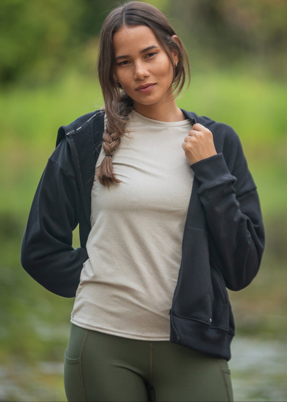 Made in USA WSI Sportswear Women's Cotton HIGHLAND FLEECE FULL ZIP SWEATSHIRT, Medium Weight in Black or Moss Green
