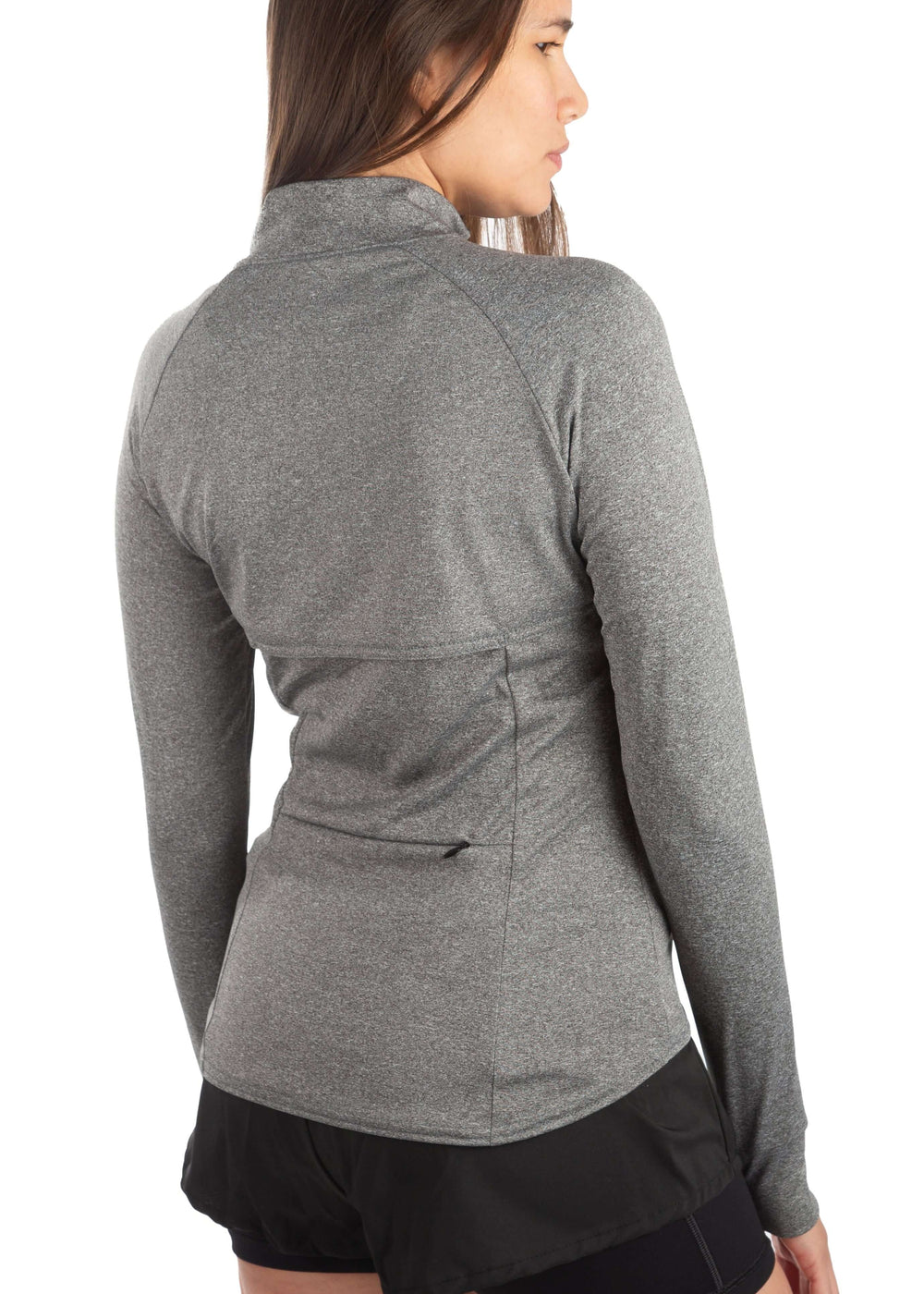 Made in USA WSI Sportswear Women's MicroTech™  Motion Pull Over Long sleeve Shirt,  Advanced wicking properties, anti-microbial properties, in Heather Gray