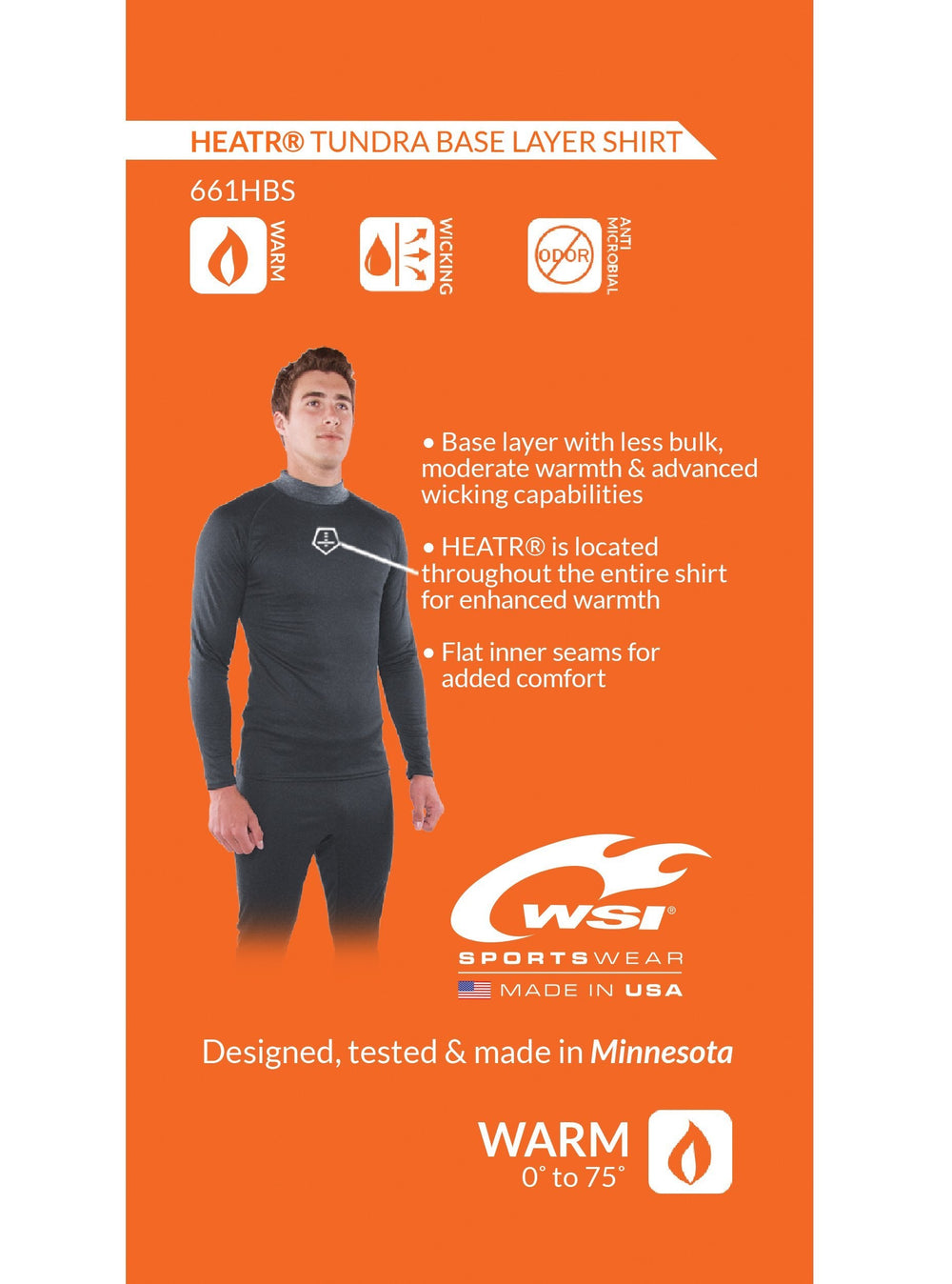Made in USA WSI Sportswear Men's HEATR® - Tundra Long Sleeve Base Layer, New and improved HEATR® is equipped with more stretch and durability!