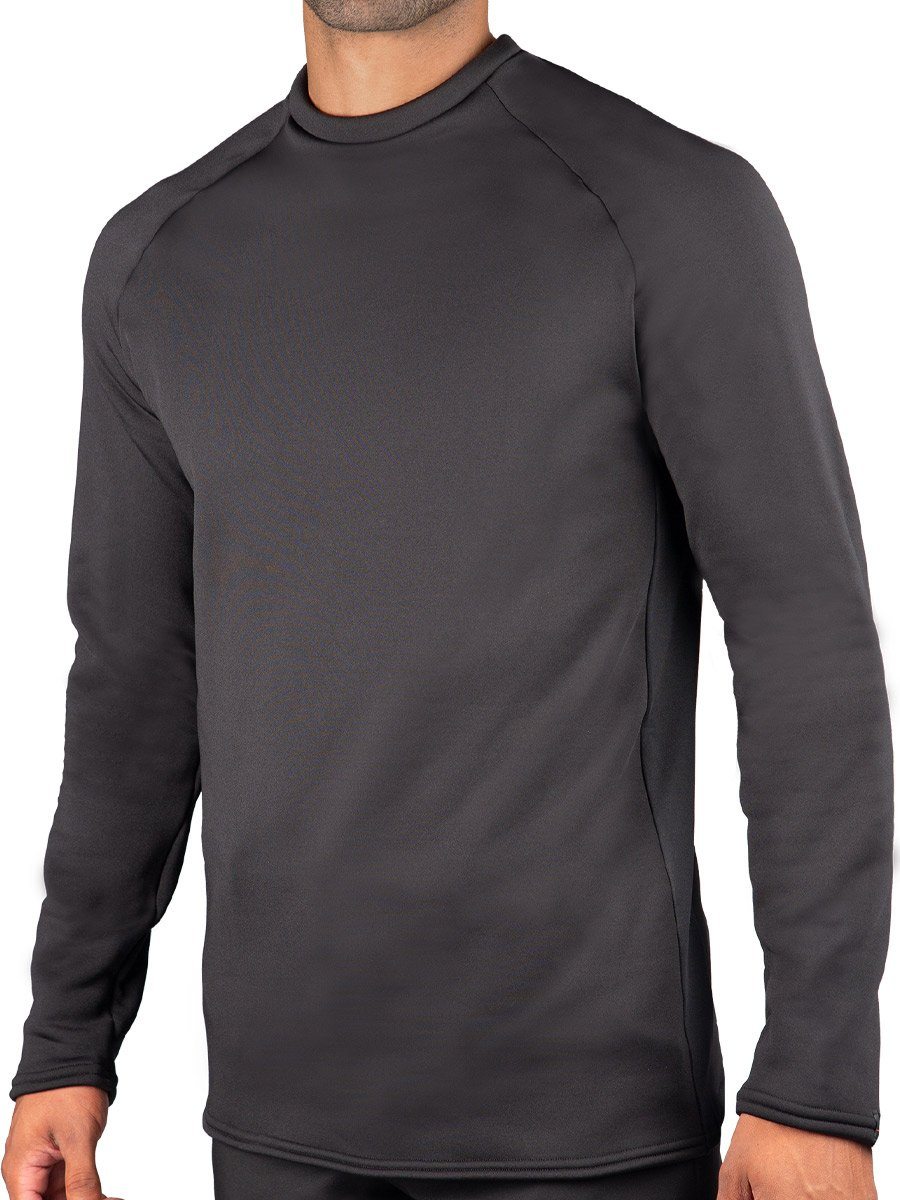 Made in USA WSI Sportwear Thermal PolarWikMax™ Relaxed Fit Long Sleeve Shirt, Warm, Moisture Wicking, Black Thermal