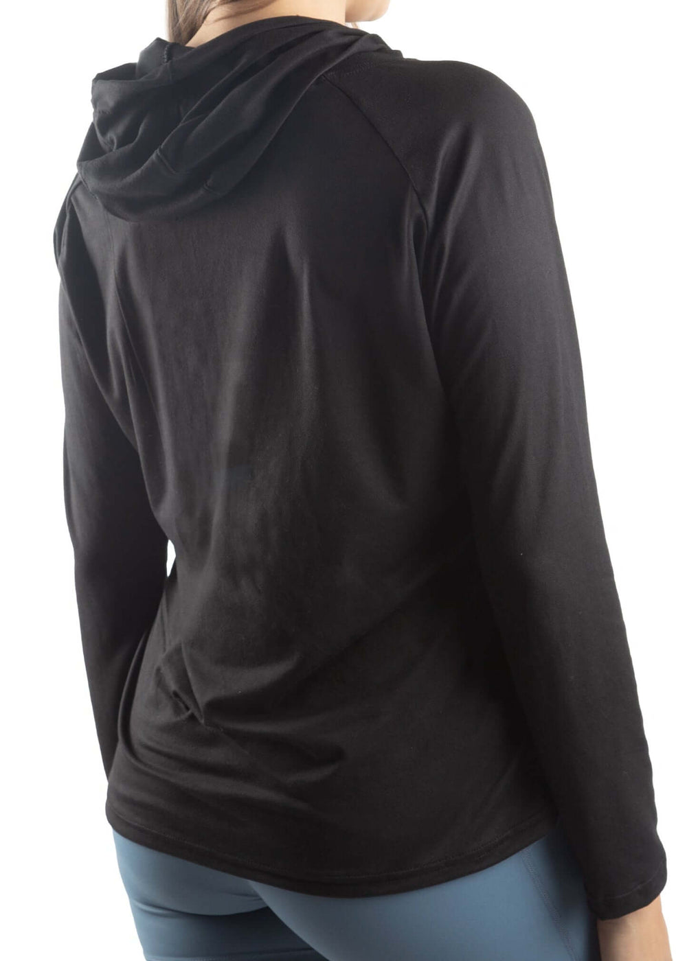 Made in USA WSI Sportswear Women's  SoftTECH™ Lightweight Sun Hoodie, Advanced wicking properties, anti-microbial properties, in Black or Sage Green