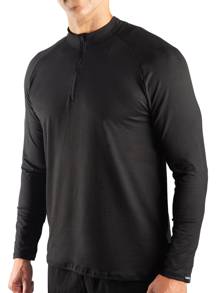 WSI Sportswear Men's SoftTECH™ Long Sleeve 1/4 Zip Pullover in Black Made in USA, Buttery Soft Material