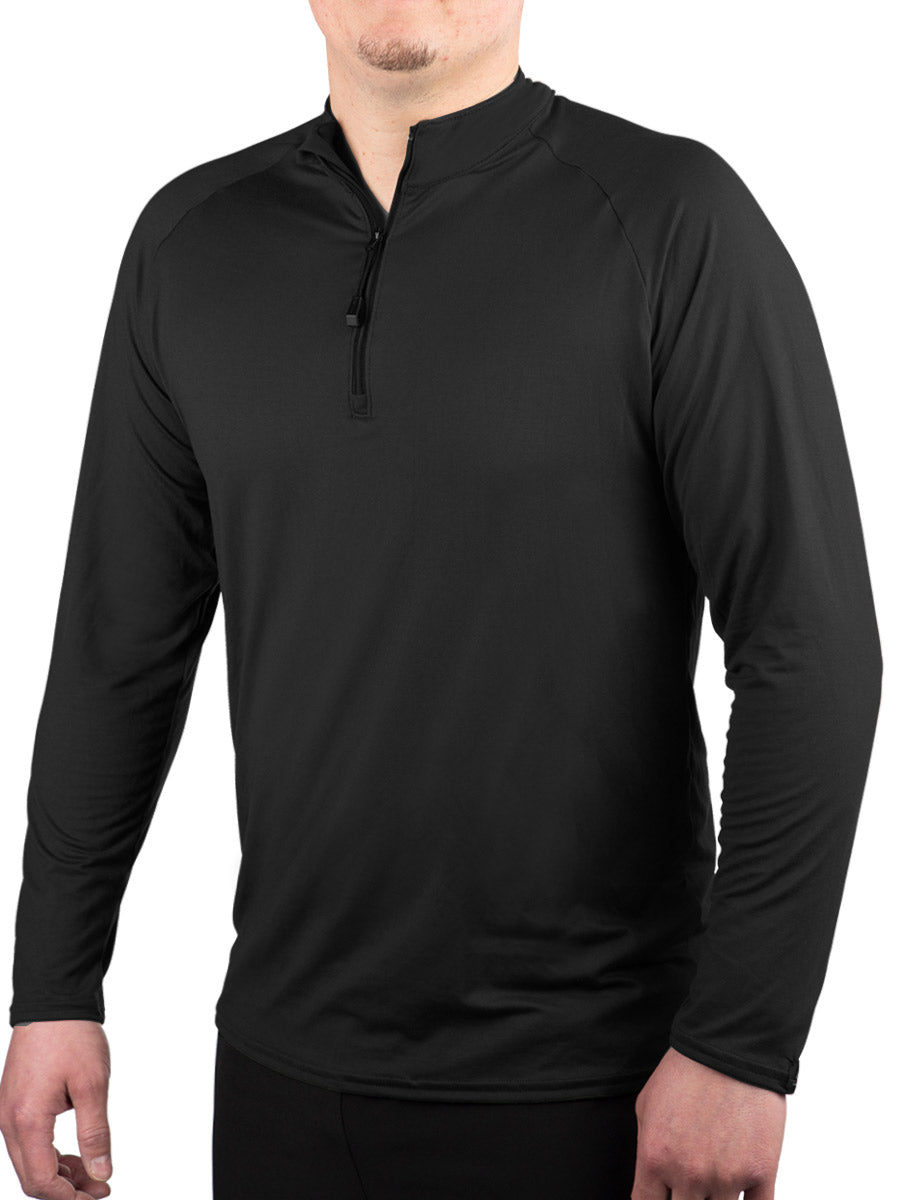 WSI Sportswear Men's SoftTECH™ Long Sleeve 1/4 Zip Pullover in Black Made in USA, Buttery Soft Material